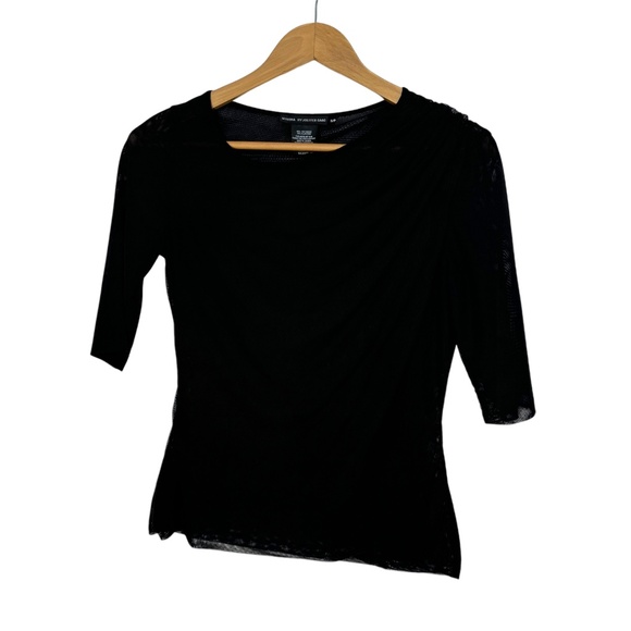 Misura By Joeffer Caoc Women’s Size Small Black Pleated Mesh Sheer Blouse - Picture 1 of 5